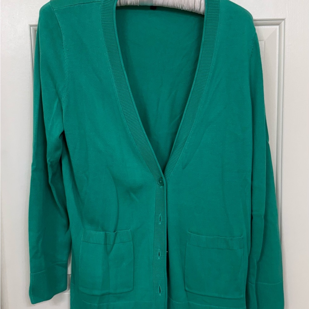 Talbots Teal Boyfriend Cardigan Sweater